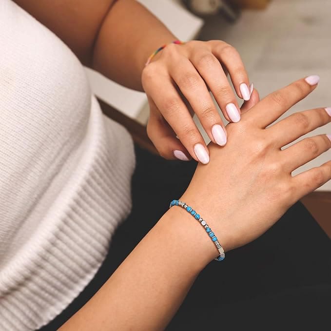 Pulsera con cuentas curativas de cruz turquesa