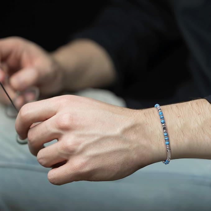 Pulsera con cuentas curativas de cruz turquesa