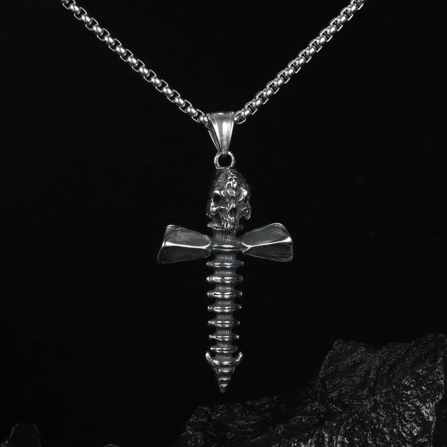 Punk Style Skull Crossbones Pendant Necklace