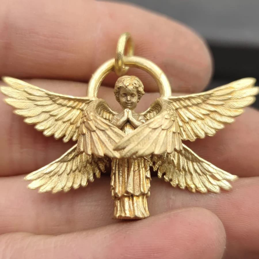 Colgante de ala de ángel orante, collar de buena suerte