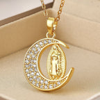 Collar Dorado Media Luna María Nuestra Señora de Guadalupe