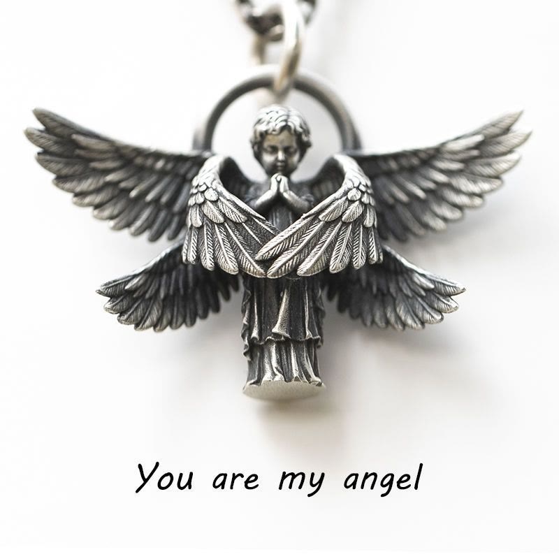 Colgante de ala de ángel orante, collar de buena suerte